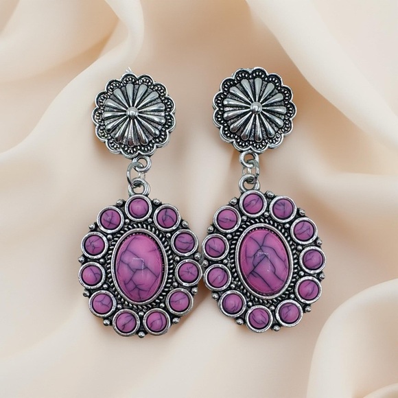 The Pink Floral Statement Earrings - Picture 1 of 3
